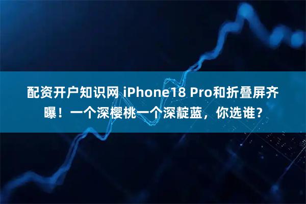 配资开户知识网 iPhone18 Pro和折叠屏齐曝！一个深樱桃一个深靛蓝，你选谁？